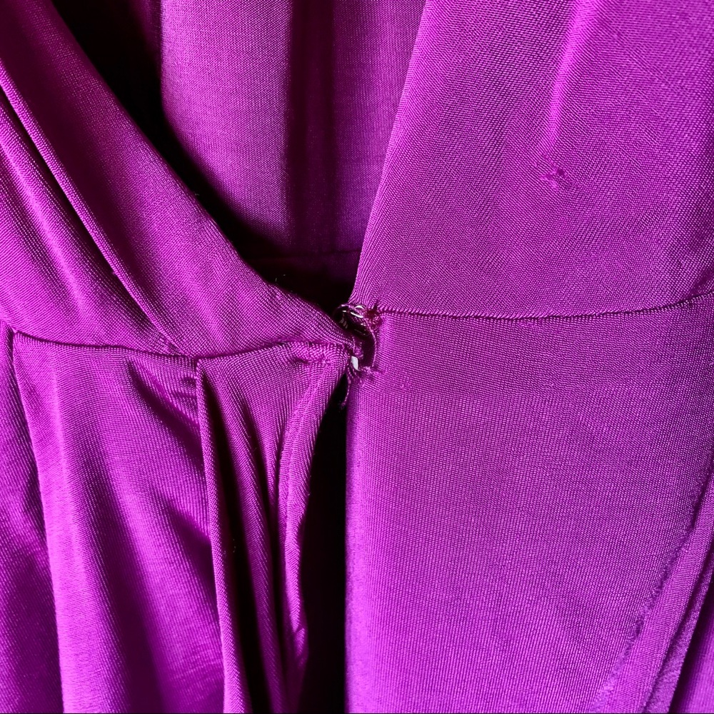 **SOLD** Meow!  Bebe purple silky wrap  dress - Picture 6 of 9
